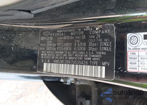 2007 Hyundai Tucson Gls из США, поврежденный, VIN KM8JM12B67U535426